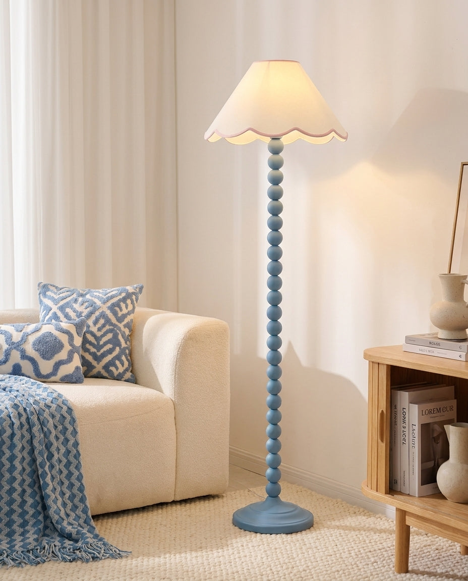 Skylisse Floor Curated Iron & Glass Floor Lamp warm illuminated room view