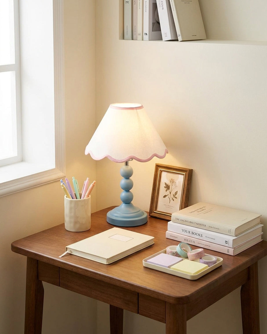 Skylisse Curated Iron & Glass Table Lamp – spatial dining room perspective