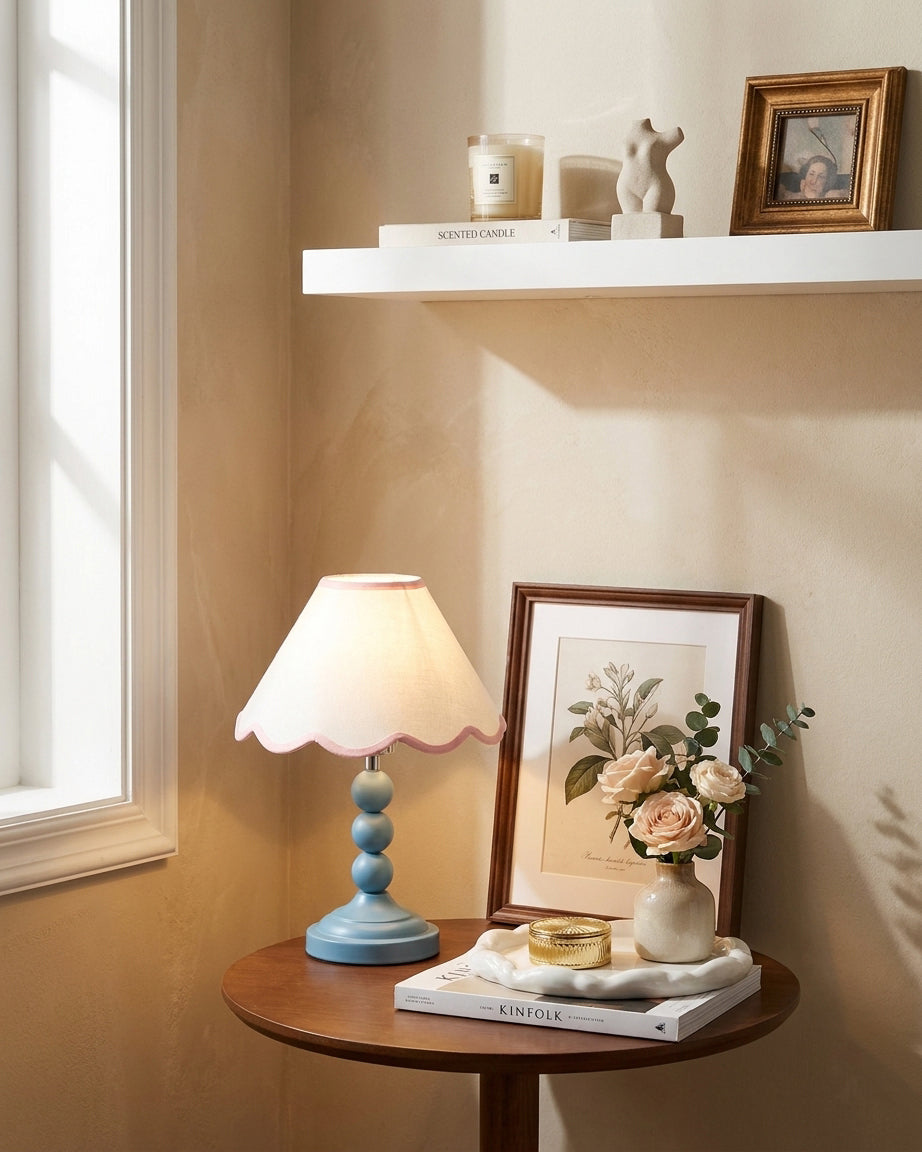 Skylisse Curated Iron & Glass Table Lamp – structural canopy joint detail