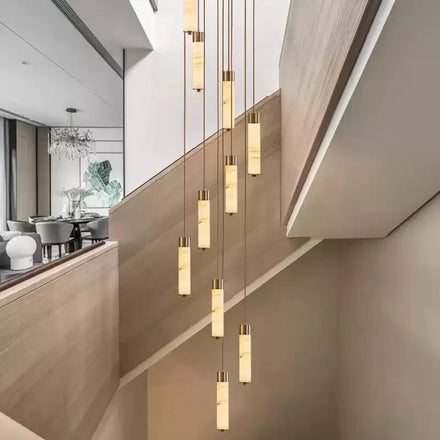 Slender Alabaster Column Chandelier