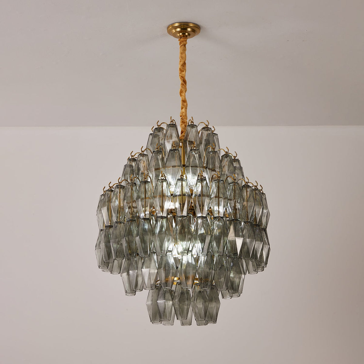 Smoke Gray Prism Round Curated Mouth-Blown Frost – architectural ceiling profile