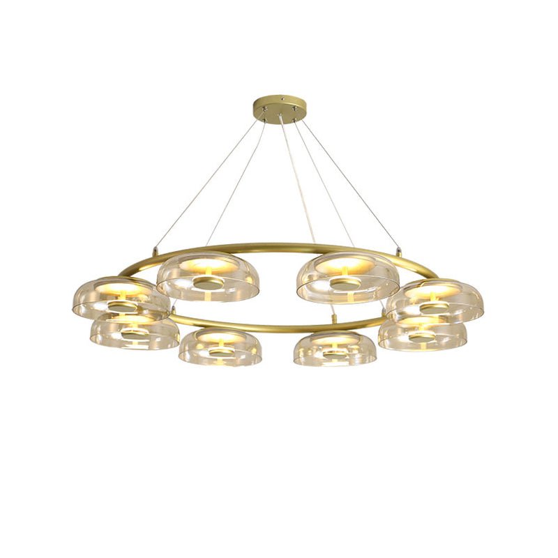 Solara Curated Mouth-Blown Frosted Glass Chandel – illuminated warm ambiance setting