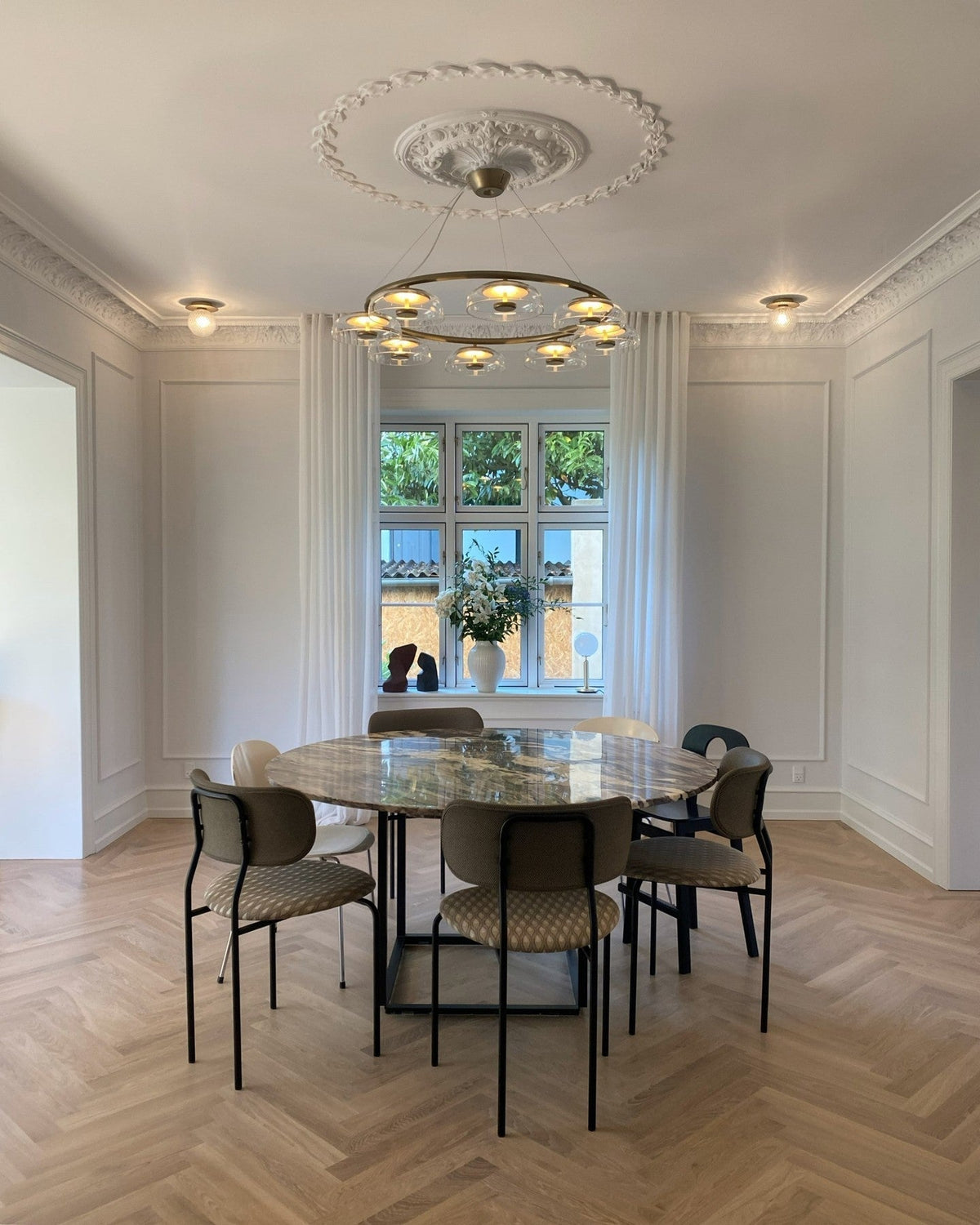 Solara Curated Mouth-Blown Frosted Glass Chandel – side angled contour profile