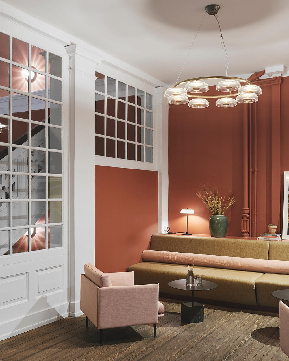 Solara Curated Mouth-Blown Frosted Glass Chandel
