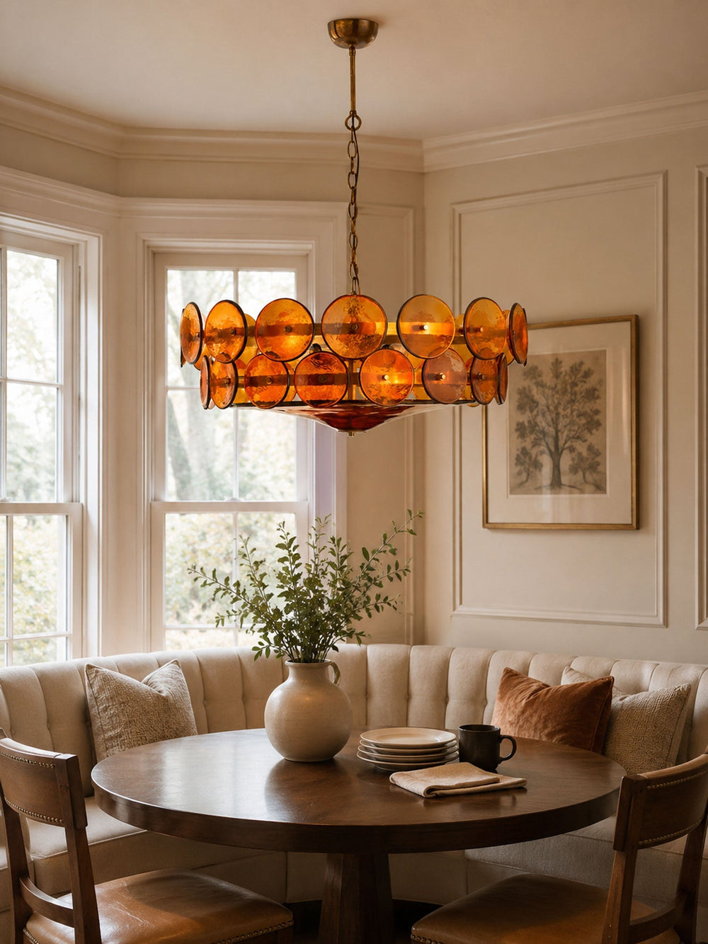 Solaris Disc Murano Curated Amber Art Glass Chan