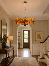 Solaris Disc Murano Curated Amber Art Glass Chan – spatial dining room perspective