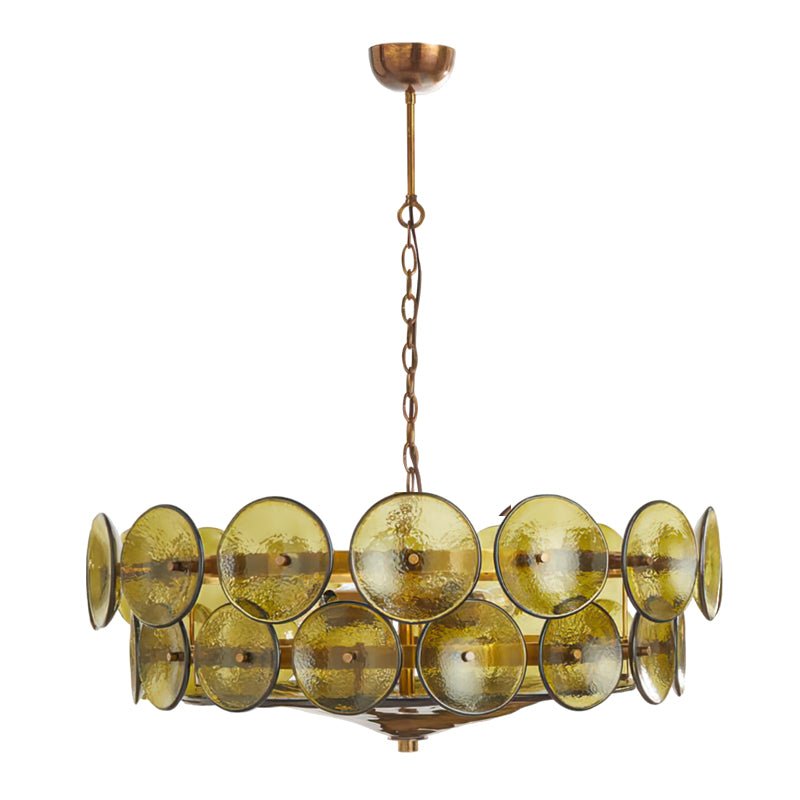 Solaris Disc Murano Curated Amber Art Glass Chan – full fixture elevation view #1