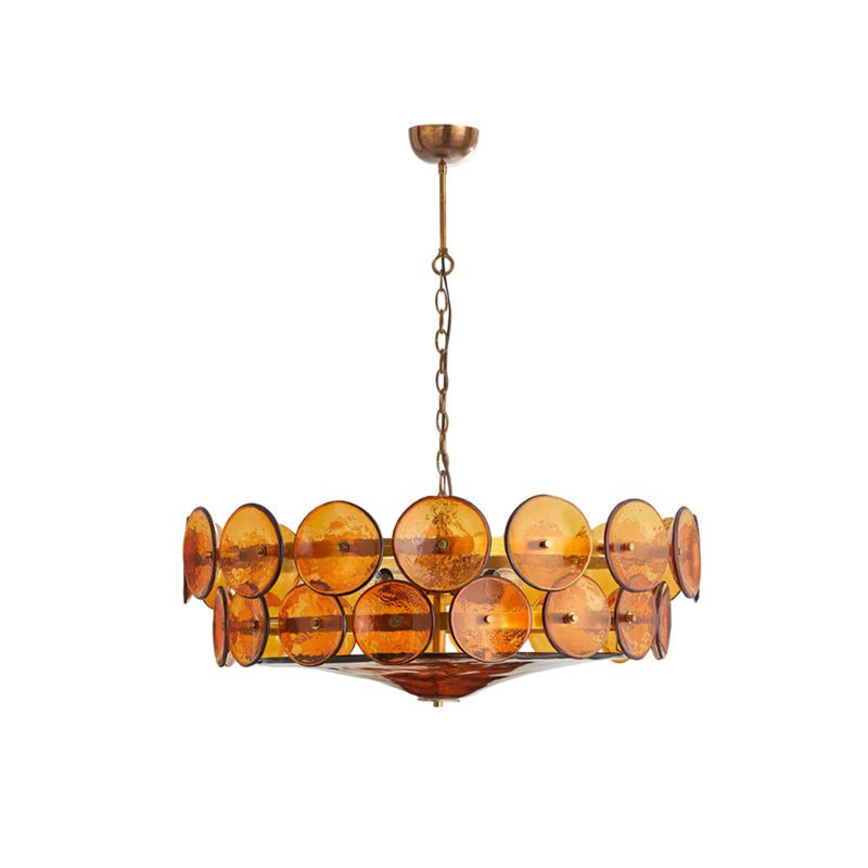 Solaris Disc Murano Curated Amber Art Glass Chan – illuminated warm ambiance setting #1