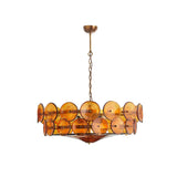 Solaris Disc Murano Curated Amber Art Glass Chan – illuminated warm ambiance setting #1