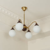 Solid Wood Magic Bean Curated Mouth-Blown Froste – full fixture elevation view