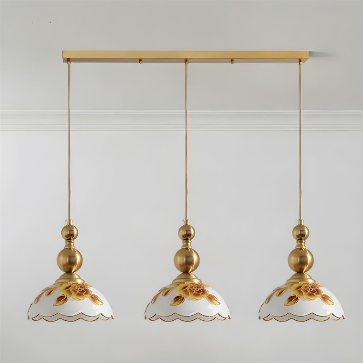 Soliloquy Curated Mouth-Blown Frosted Glass Pend – 3 Heads L 60cm x H 150cm  L 23.6 x H 59 finish configuration #1