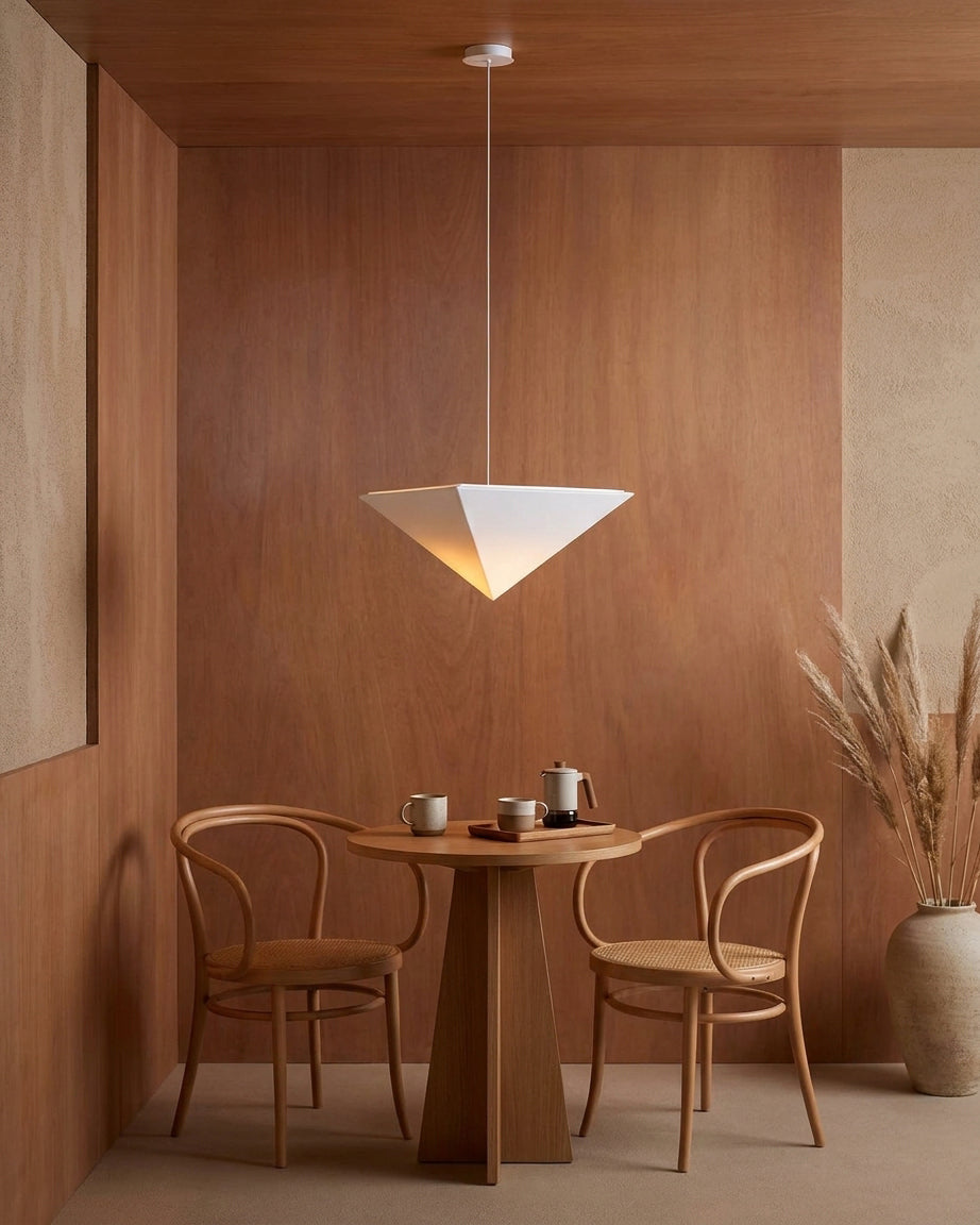 Solina Prism Curated Iron & Glass Pendant Light – side angled contour profile