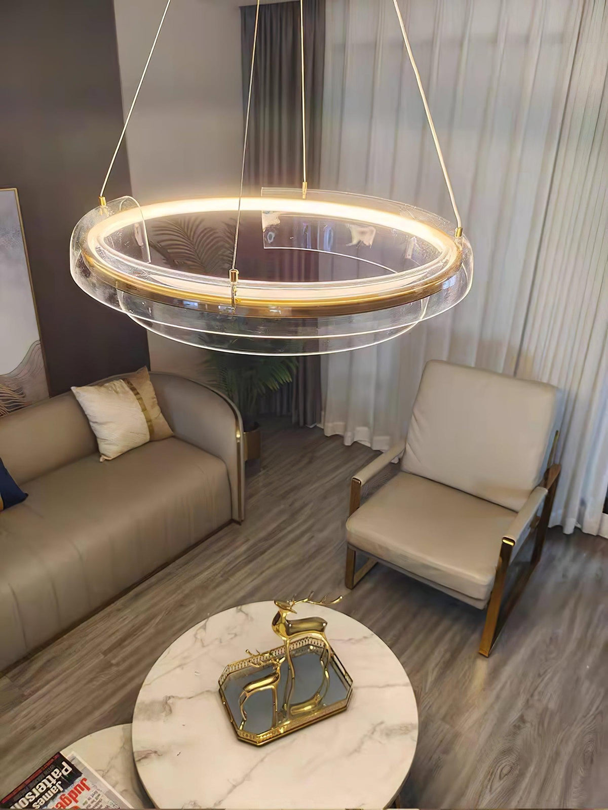 Solstice LED Curated Mouth-Blown Frosted Glass C – unlit natural material contrast