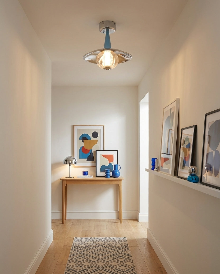 Solvane Curated Mouth-Blown Frosted Glass Flush – illuminated warm ambiance setting