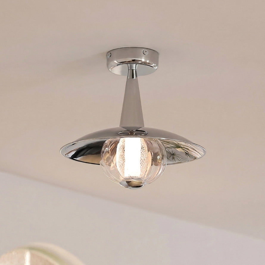 Solvane Curated Mouth-Blown Frosted Glass Flush – illuminated warm ambiance setting #1