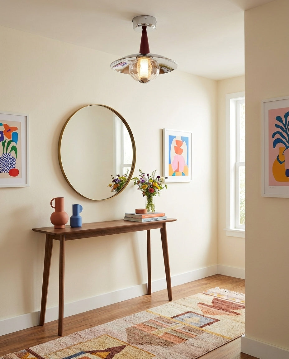 Solvane Curated Mouth-Blown Frosted Glass Flush – spatial dining room perspective