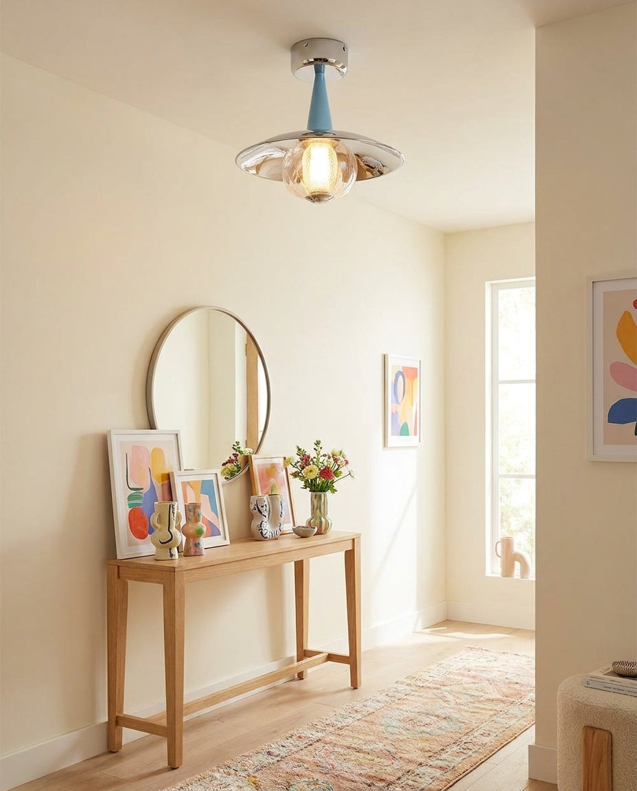Solvane Curated Mouth-Blown Frosted Glass Flush – dimensional scale reference