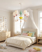 Sorbetta Curated Hand-Thrown Ceramic Chandelier warm illuminated room view