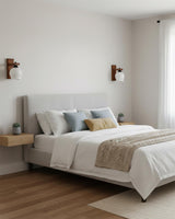Sorra Curated Mouth-Blown Frosted Glass Wall Sco – illuminated warm ambiance setting
