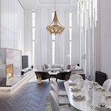 Tassel Aluminum Chain Curated Brushed Nickel Iro – spatial dining room perspective
