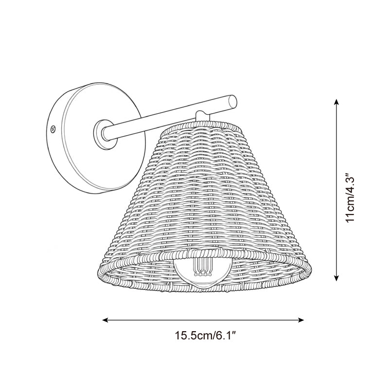 Sovara Rattan Curated Woven Rattan Wall Sconce – macro detail view