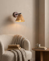 Sovara Rattan Curated Woven Rattan Wall Sconce – dimensional scale reference