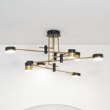 Spider Jewel Curated Iron & Glass Chandelier warm illuminated room view