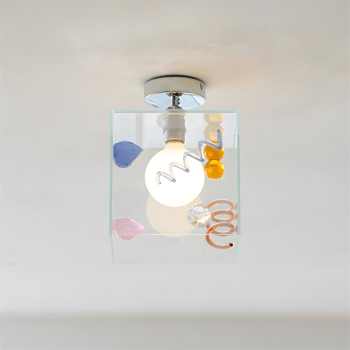 Spirielle Curated Amber Art Glass Flush Mount Ce – W 20cm x H 20cm  W 7.8 x H 7.8 finish configuration