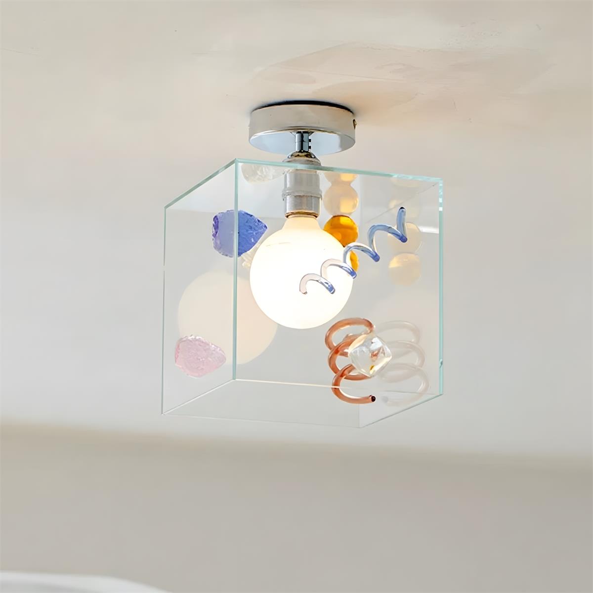 Spirielle Curated Amber Art Glass Flush Mount Ce – W 25cm x H 25cm  W 9.8 x H 9.8 finish configuration