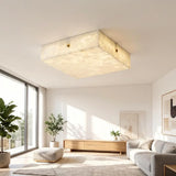 Full Brass Ceiling Light View 10 | Round Marble & Solid Brass Flush Mount Ceiling Light | Designer Minimalist Style | Eye-Comfort | JINSHE | JINSHE
