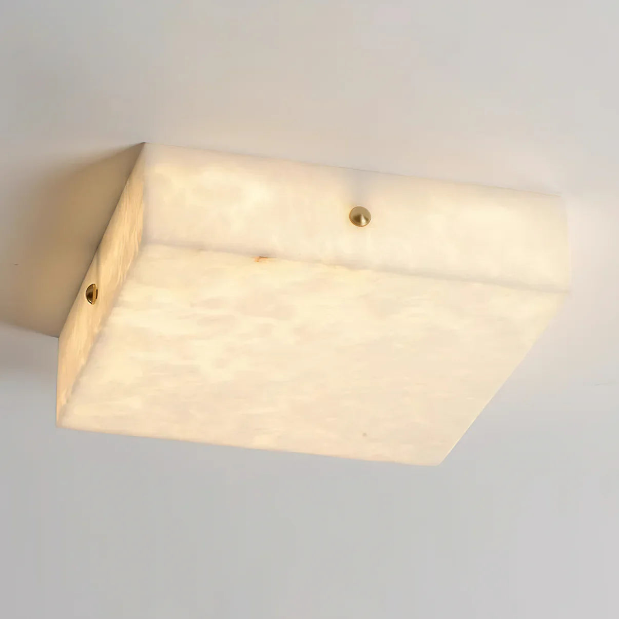 Full Brass Ceiling Light View 15 | Round Marble & Solid Brass Flush Mount Ceiling Light | Designer Minimalist Style | Eye-Comfort | JINSHE | JINSHE