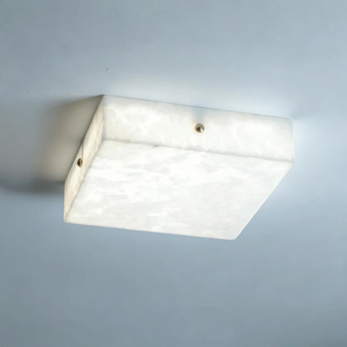 Full Brass Ceiling Light View 18 | Round Marble & Solid Brass Flush Mount Ceiling Light | Designer Minimalist Style | Eye-Comfort | JINSHE | JINSHE