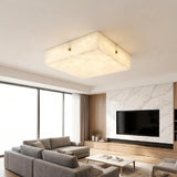 Full Brass Ceiling Light View 8 | Round Marble & Solid Brass Flush Mount Ceiling Light | Designer Minimalist Style | Eye-Comfort | JINSHE | JINSHE