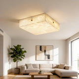 Full Brass Ceiling Light View 3 | Round Marble & Solid Brass Flush Mount Ceiling Light | Designer Minimalist Style | Eye-Comfort | JINSHE | JINSHE