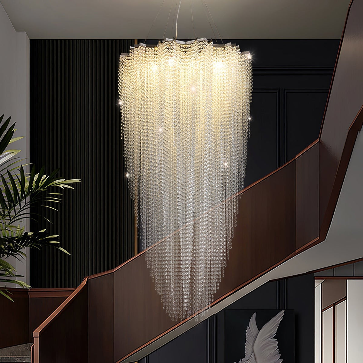 Stalizi Crystal Curated K9 Bohemian Crystal Chan installed in residential dining space