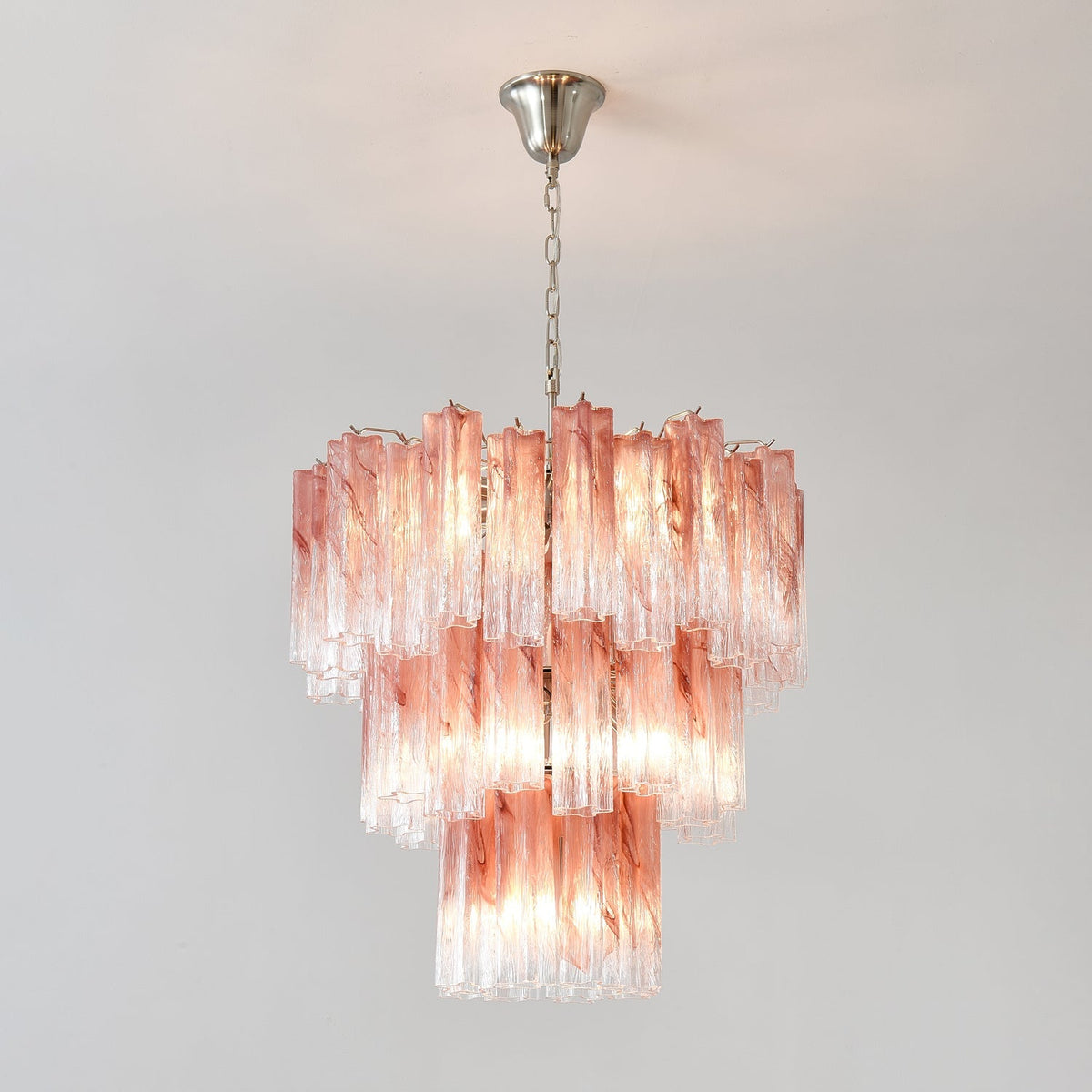 Pink Glass Tubes Curated Mouth-Blown Frosted Gla – side angled contour profile
