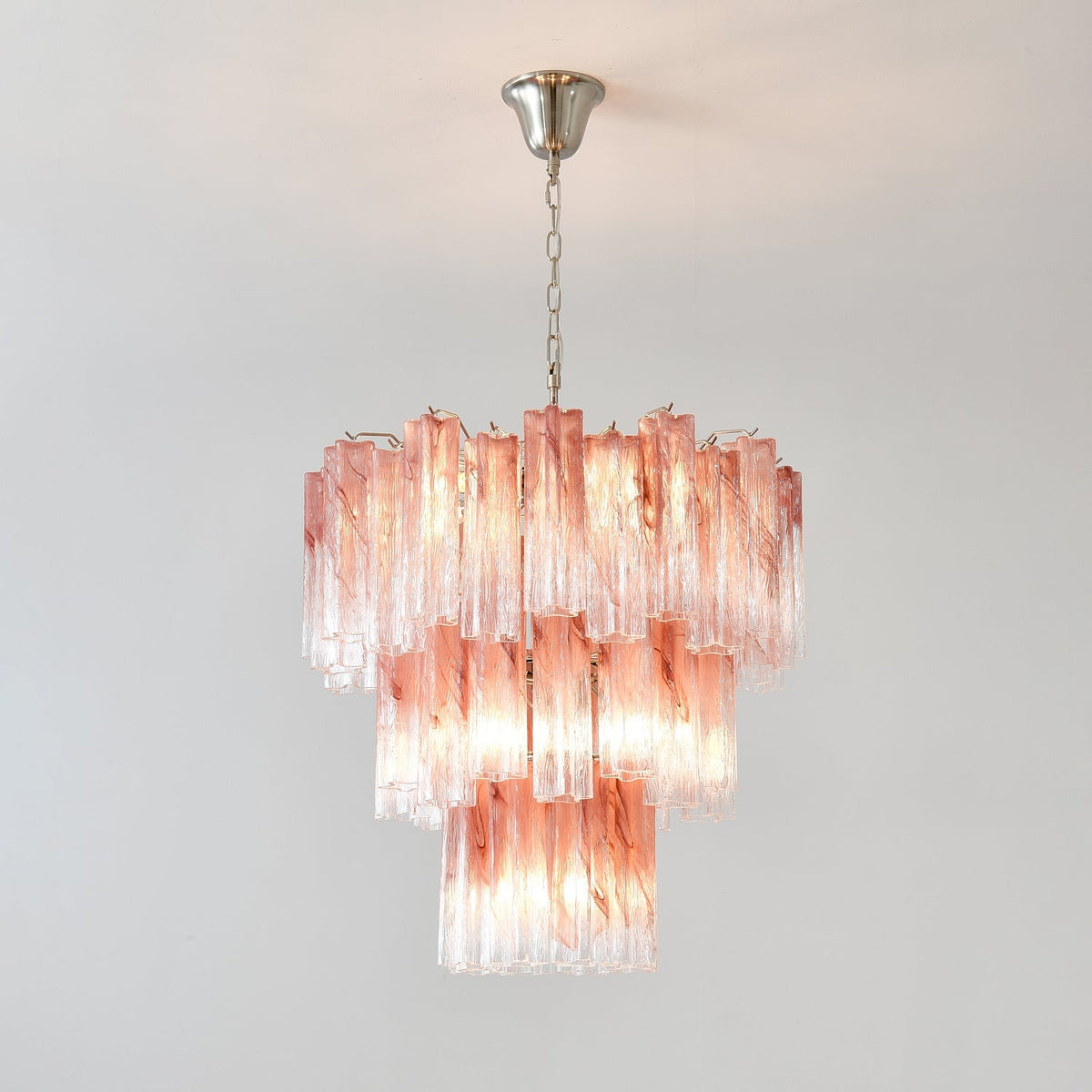 Pink Glass Tubes Curated Mouth-Blown Frosted Gla – illuminated warm ambiance setting