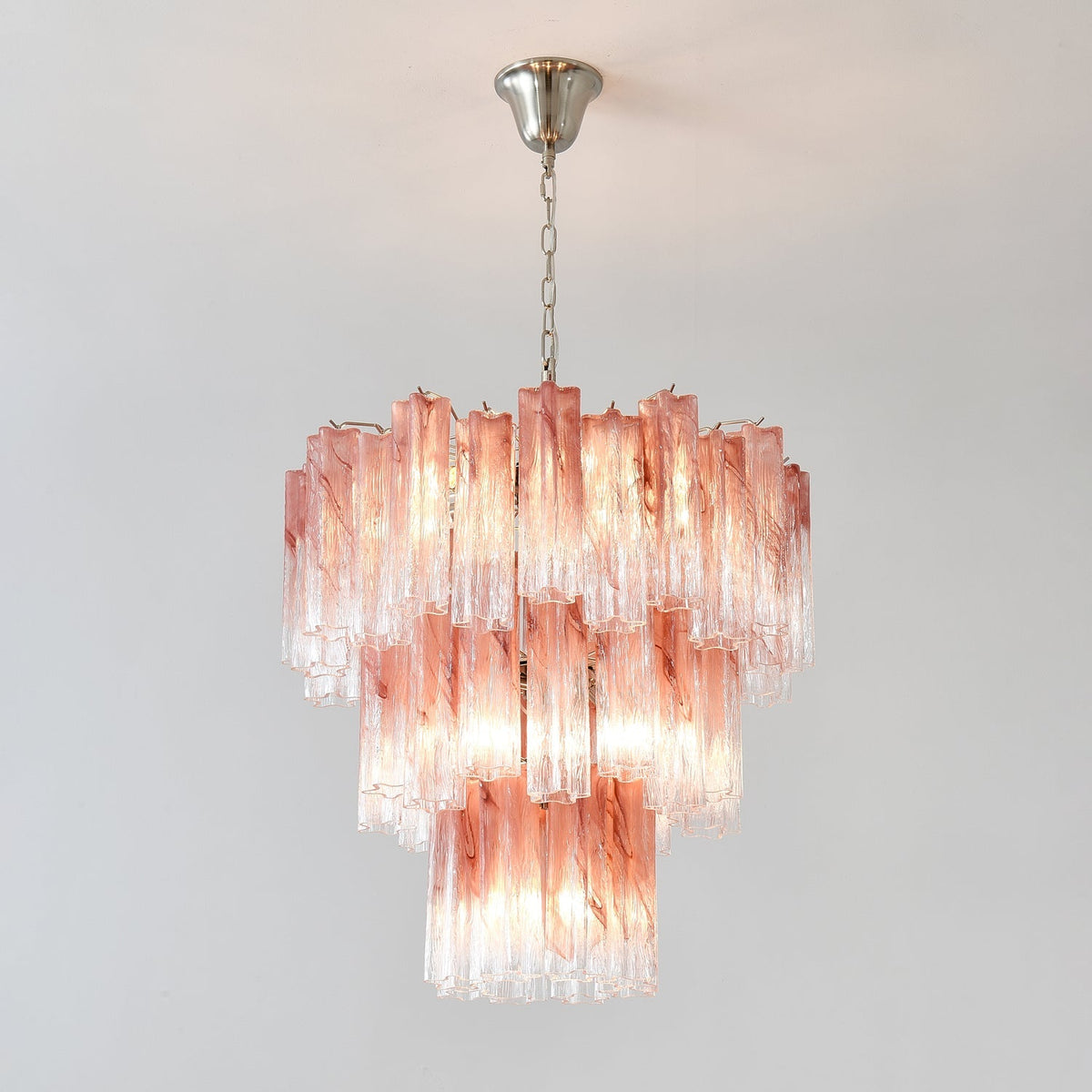 Pink Glass Tubes Curated Mouth-Blown Frosted Gla – spatial dining room perspective