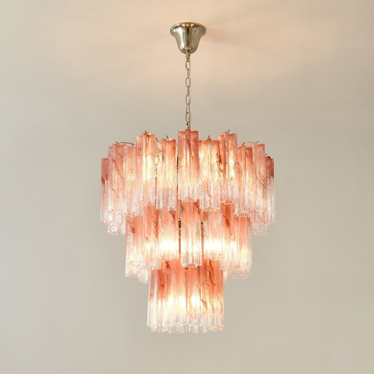 Pink Glass Tubes Curated Mouth-Blown Frosted Gla – full fixture elevation view