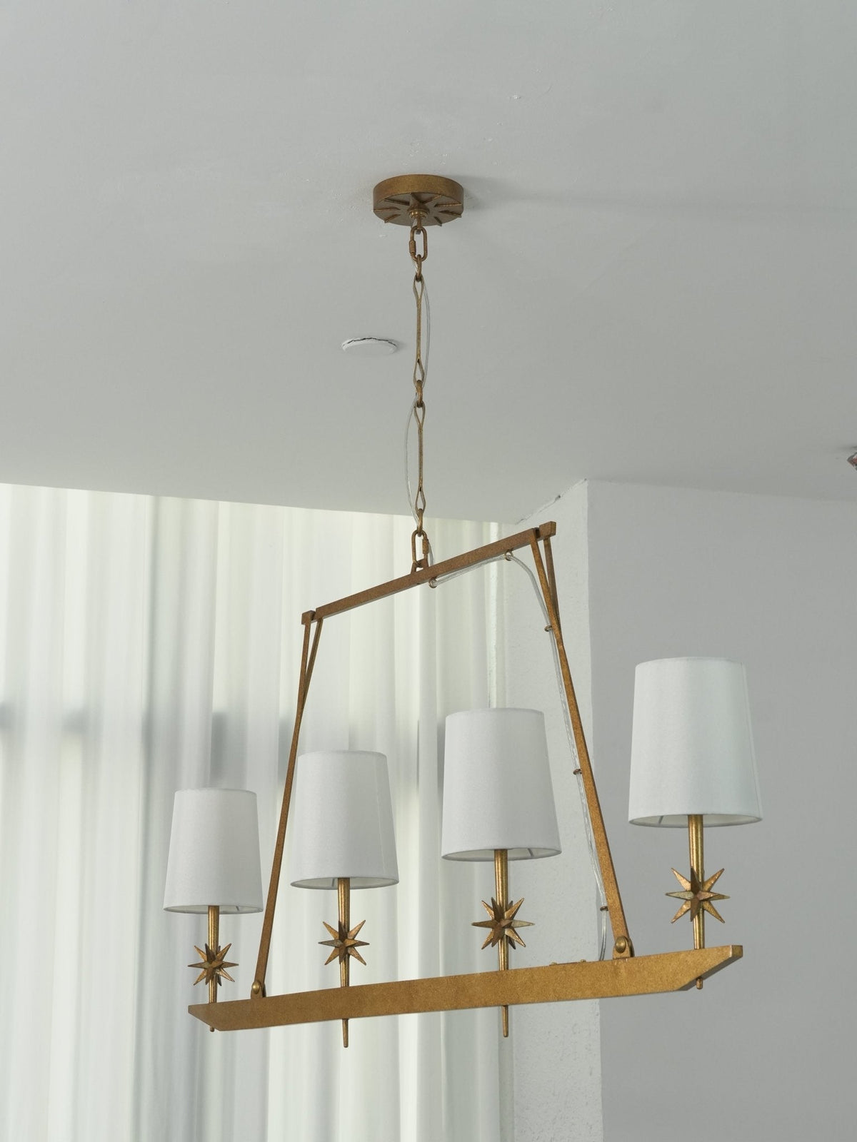 Stellar Frame Linear Curated Solid Brass Chandel – full fixture elevation view