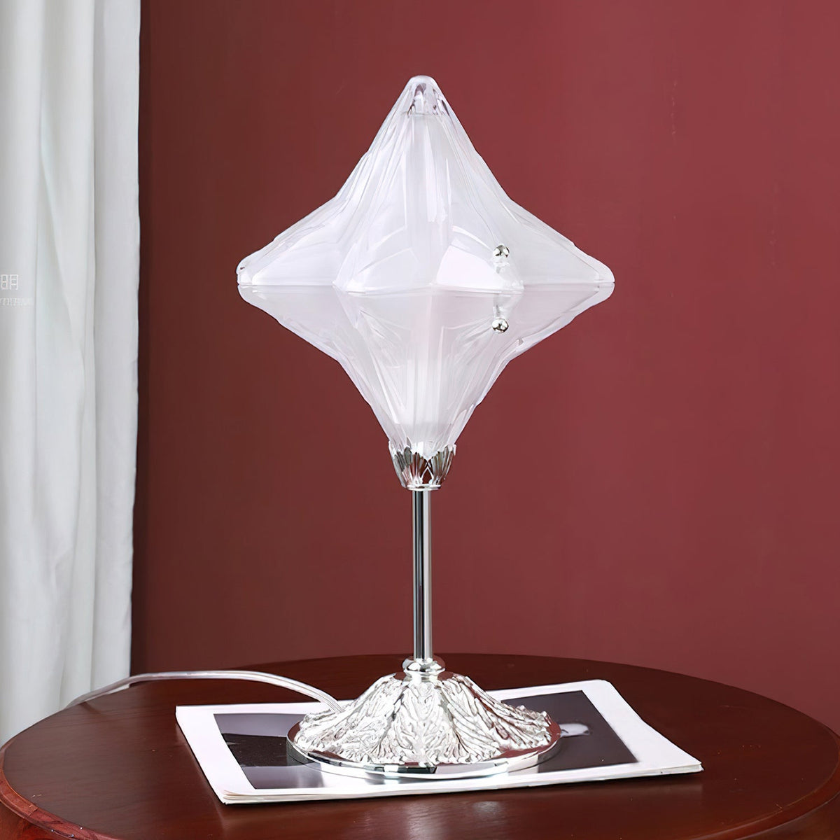 Stellara Curated Mouth-Blown Frosted Glass Table – W 23cm x H 39cm  W 9 x H 15.3 finish configuration #1