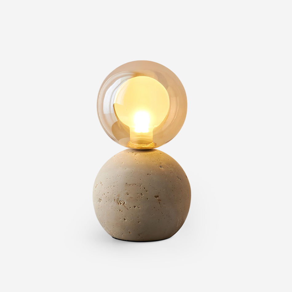 Stilla Orb Travertine Curated Yellow Travertine – Yellow Travertine Table Lamp