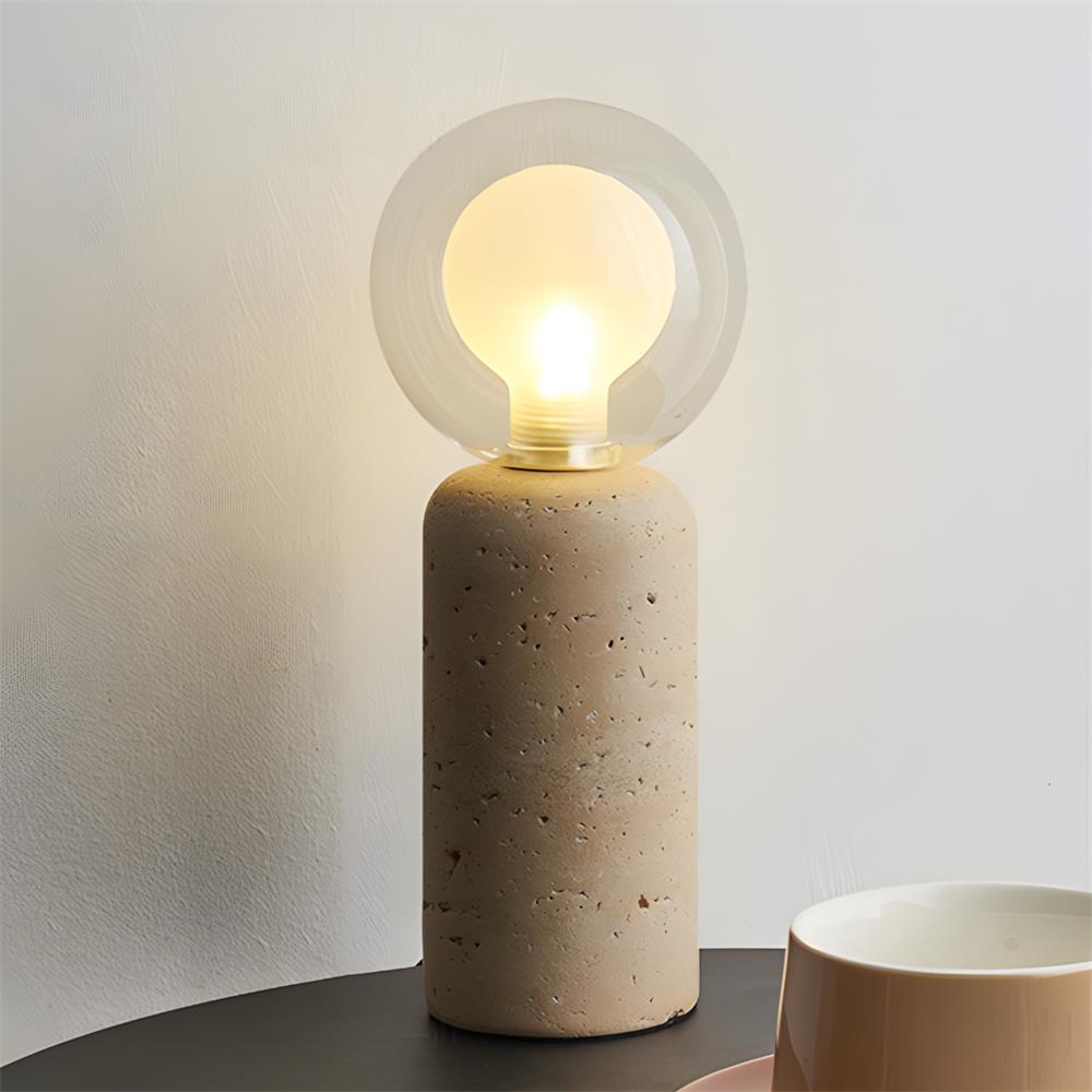 Stilla Orb Travertine Curated Yellow Travertine – Model D Dia 10cm x H 24cm  ∅ 3.9 x H 9.4 finish configuration
