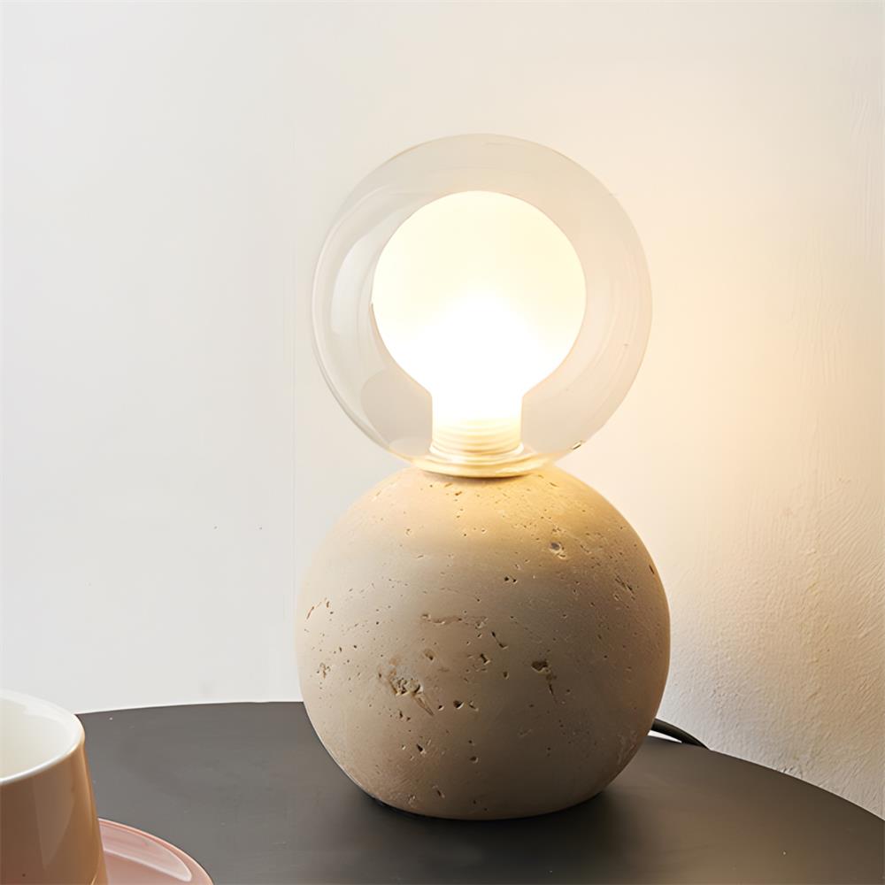 Stilla Orb Travertine Curated Yellow Travertine – Model F Dia 12cm x H 19cm  ∅ 4.7 x H 7.4 finish configuration