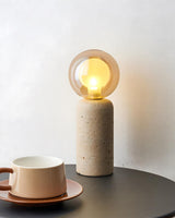 Stilla Orb Travertine Curated Yellow Travertine – structural canopy joint detail