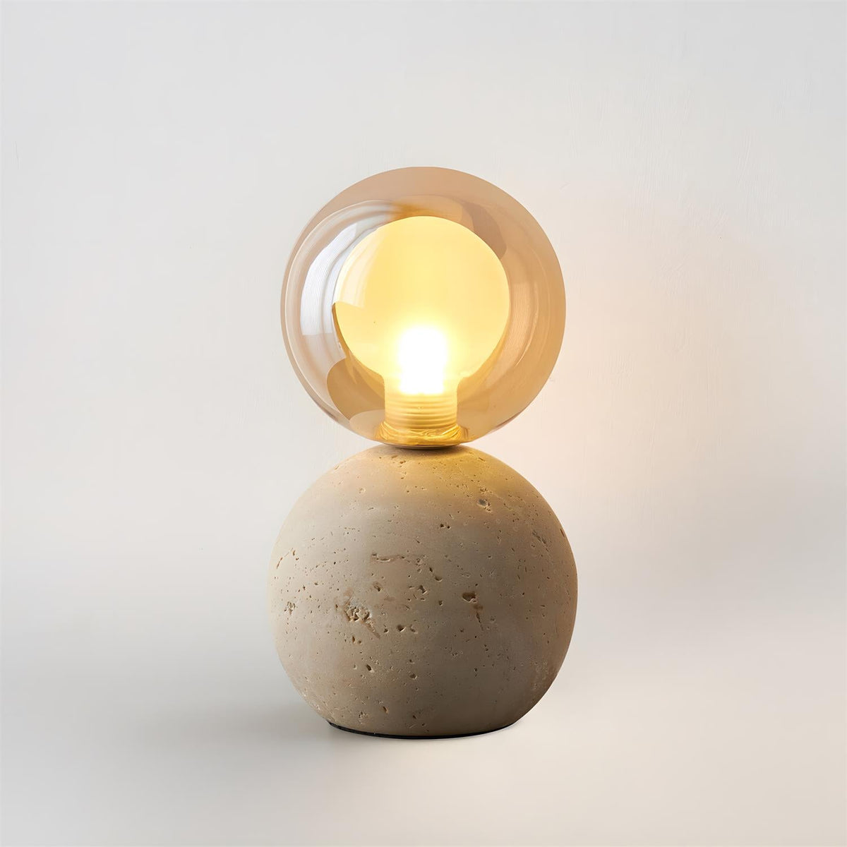 Stilla Orb Travertine Curated Yellow Travertine – spatial dining room perspective