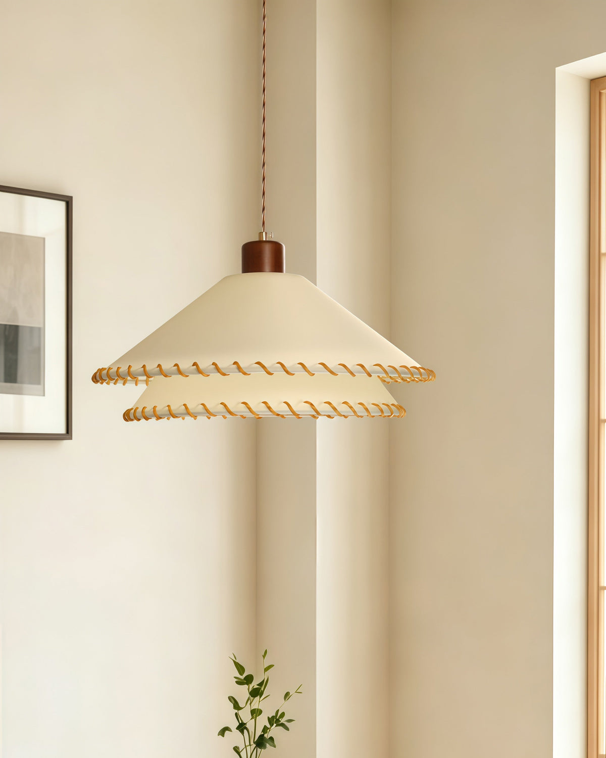 Stitchford Curated Solid Hardwood Pendant Light – spatial dining room perspective