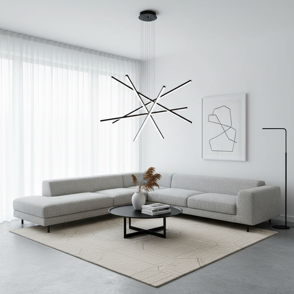 Strata Linear Curated Iron & Glass Chandelier – macro detail view