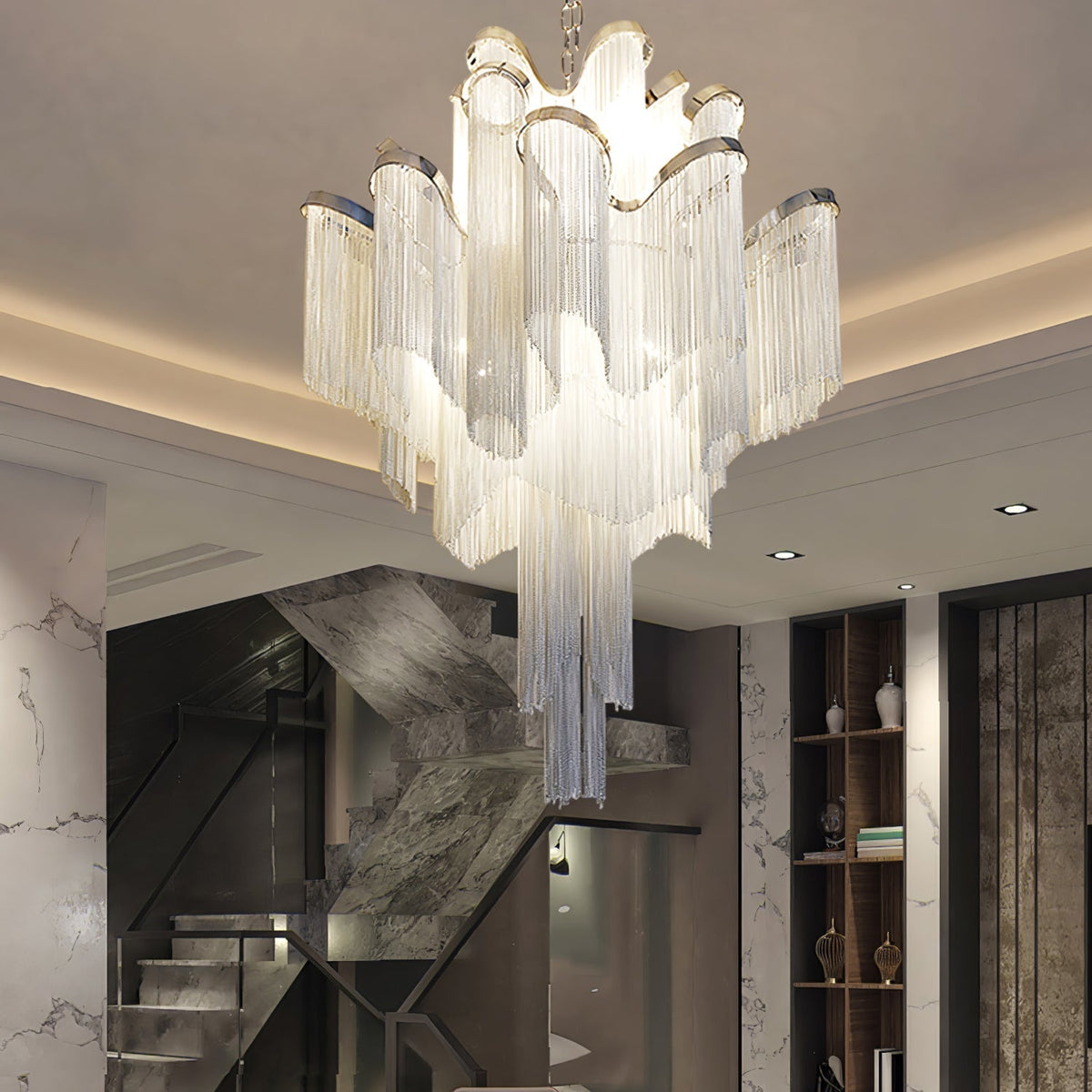Stream Chain Curated Mouth-Blown Frosted Glass C – side angled contour profile