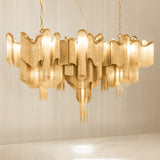 Stream Chain Curated Mouth-Blown Frosted Glass C – full fixture elevation view #1